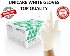 WHITE LATEX UNIGLOVES UNICARE GLOVES POWDER FREE DISPOSABLE MEDICAL DENTAL SALON