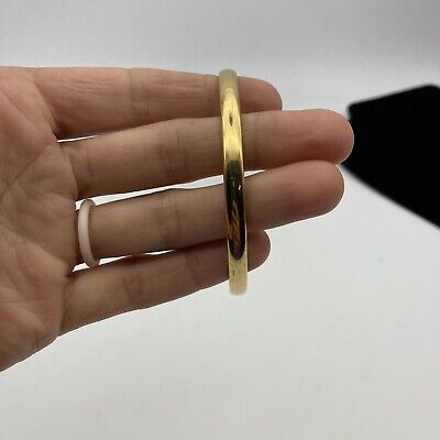 Monet L Bangle Bracelet Gold Tone Round Classic Style Heavy Monet L Bangle Bracelet Gold Tone Round Classic Style Heavy