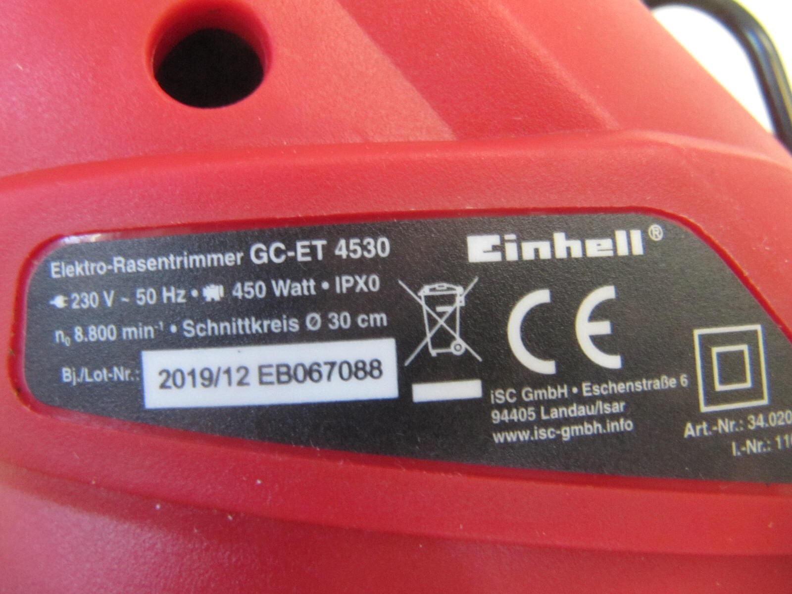 Einhell Elektro Rasentrimmer Gc Et 4530 Set Gunstig Kaufen Ebay