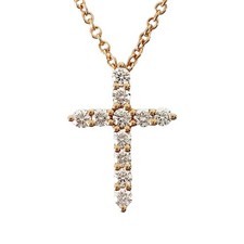 TIFFANY Co. cross Rose gold Diamond Necklace