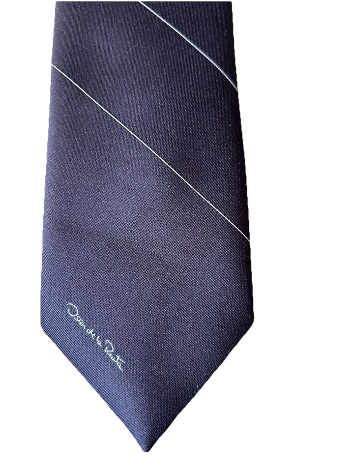 Corbata clásica vintage retro Oscar de la Renta marrón con rayas finas seda Foto 2 de 4