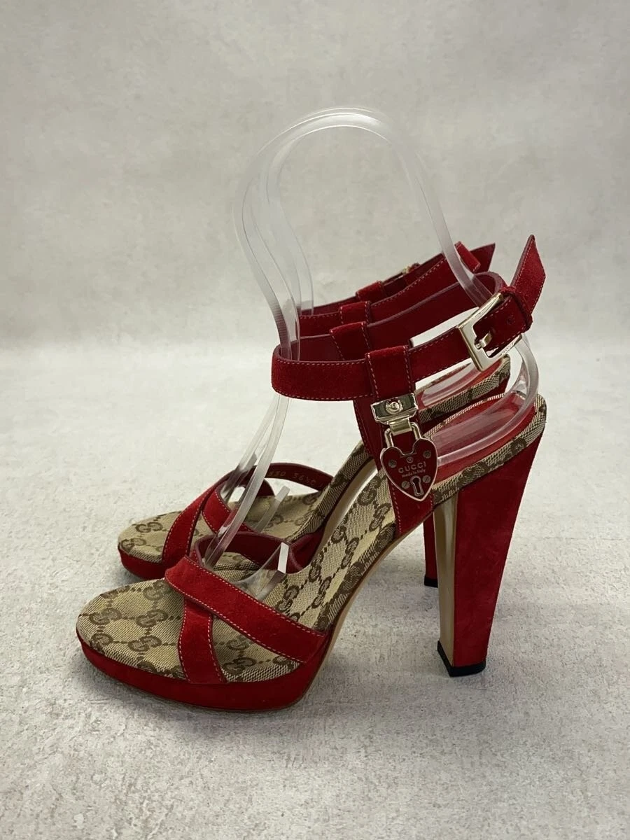 Escarpins Gucci GG toile daim 36,5 rouge à talons hauts