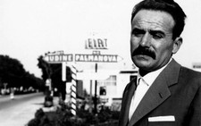 Italian writer poet Elio Bartolini posing at crossroads of which h- Old Photo