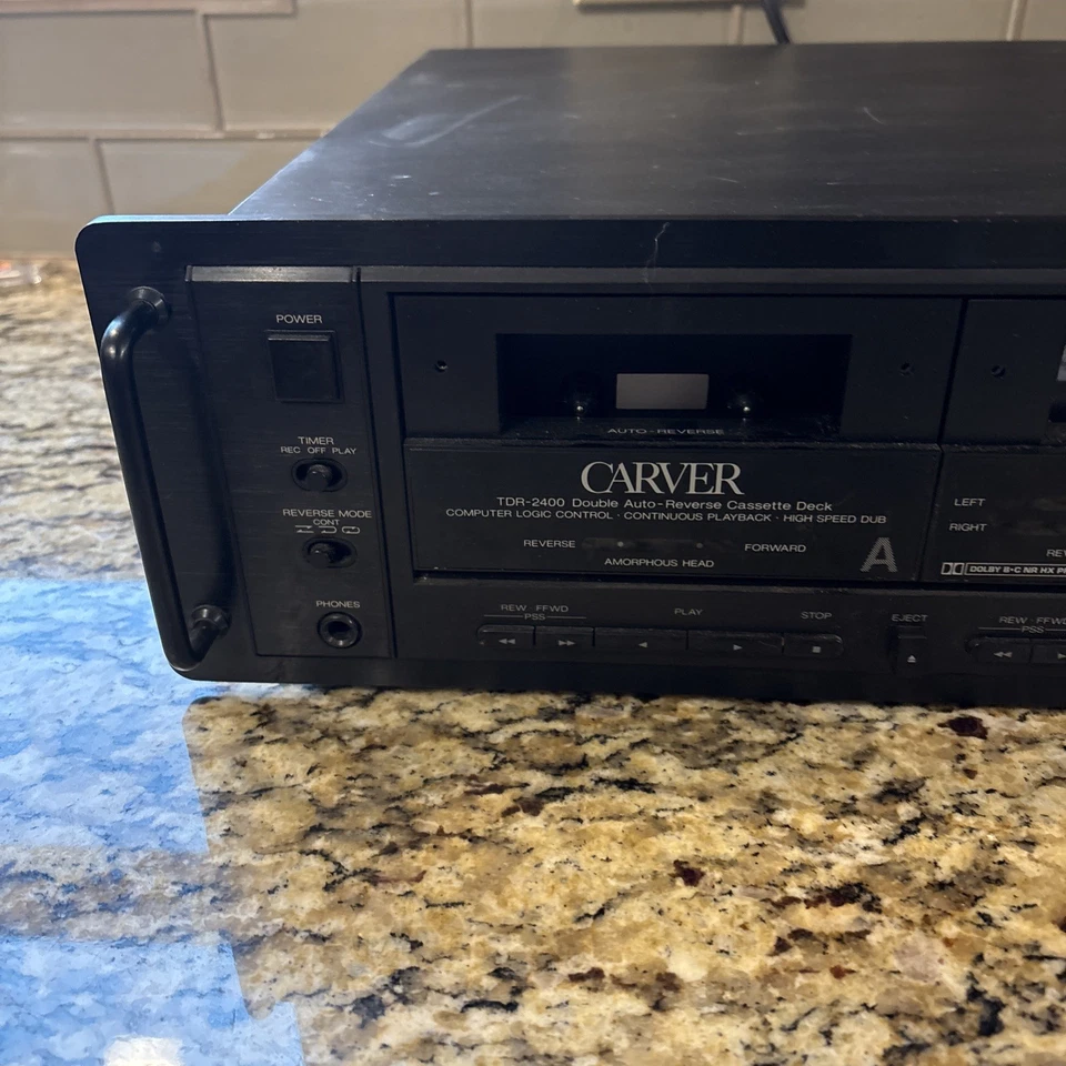 Carver Modelo TDR-2400 Doble Auto-Reversa Cassette Deck - ¡ENCIENDE/GIRA! -LEER- Foto 3 de 4