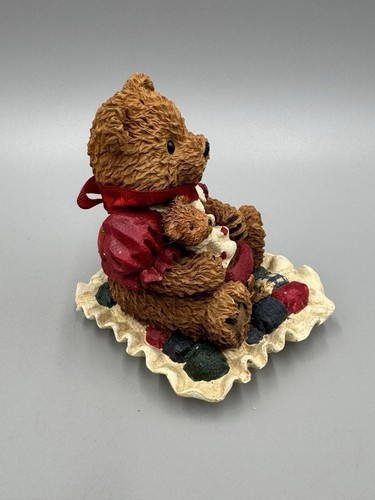 Heart Patch Place Christmas Bear Figurine Holding Teddy Doll First Edition 1996 - Picture 4 of 12