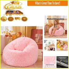 Pink Faux Fur Bean Bag Cover 38x38x40 No Filler Kids Girls Soft Plush