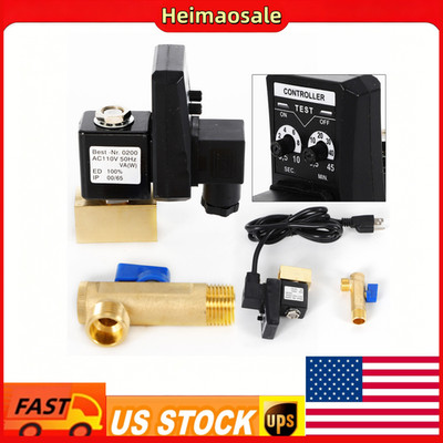 Electronic Timed Drain Valve 2 way Air Compressor Gas Tank AC 110V 1/2'' US BEST