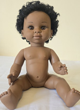 Toyse Dark Complexion Baby Girl Doll Curly Black Hair Black Eyes Vinyl