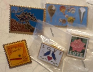 Stamp Design  Pins/Pinbacks Mixed Lot Various Designs Love Stamp Christmas