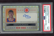 COOPER FLAGG AUTO 2024 TOPPS CHROME NEW HIRE BADGE MCD LOGO REFRACTOR /75 PSA 9