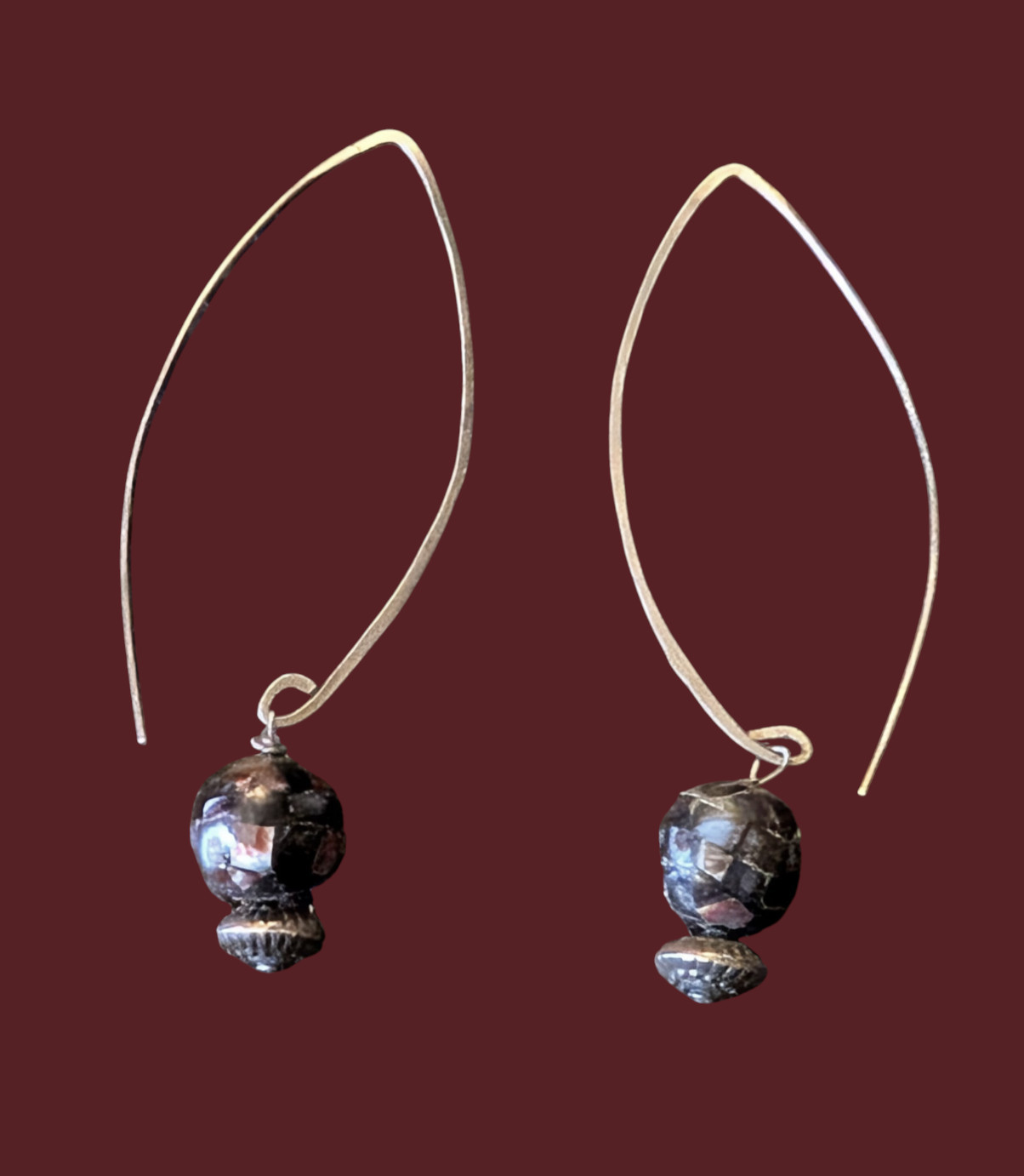 925 Sterling Long Threader Wire Dangle Earrings W… - image 1