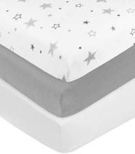 American Baby Company 3 Pack 100 Natural Cotton Fitted Crib Sheets 52" x 28"...