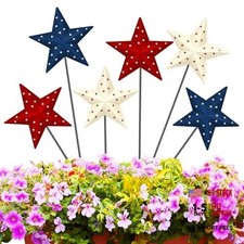 6 Pcs 12" H Patriotic Yard Decor Outdoor Metal Yard Sign 4th of July Garden