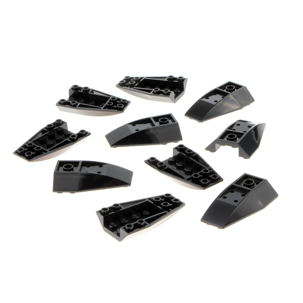 10x Lego Roof Brick 6x4x1 Black Inverted Curved Wedge Slope 4180469 43713