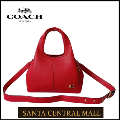 COACH CM545 Lana Shoulder Bag 23 Polished Pebble Leather Red Ruby