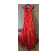 Prom Dress Red Long Gown Cap Sleeve V-Neck 