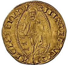 GOLD Italy Venice 1554-1556 AD Francesco Venier Zecchino Ducat Jesus Coin NGC AU