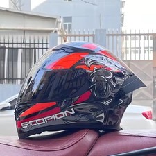 Casco de motocicleta aprobado por el DOT para hombres y mujeres doble lente carreras casco de motor de cara completa