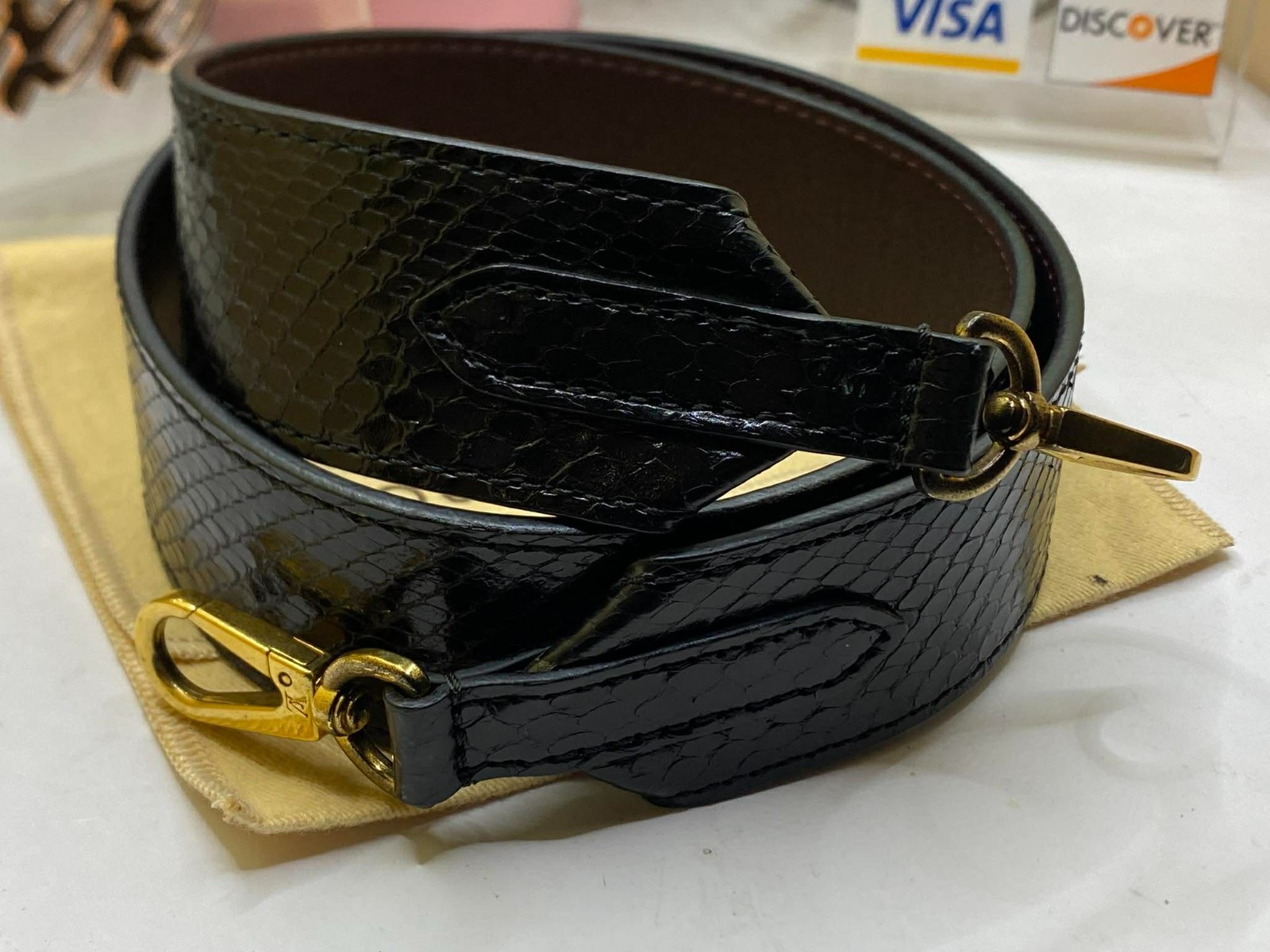 LOUIS VUITTON Python Shoulder Strap Leather black - image 1