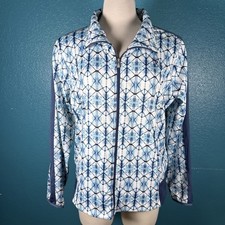 ARIAT TEK Cold Series Womens Jacket Sz XL Blue White Geometric Full Zip Top