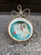 Pallina vintage albero di Natale concava diorama con fili funghetti