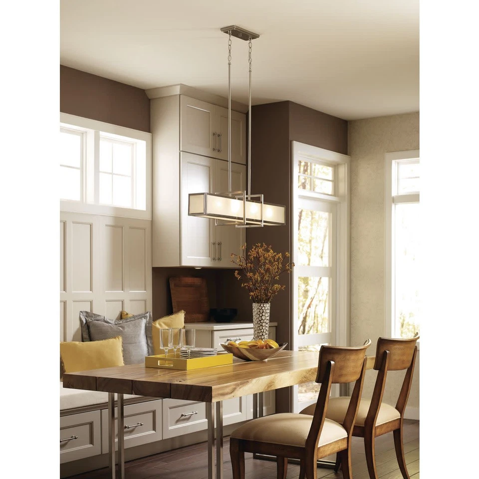 Lámpara de araña lineal Progress Lighting P3898 Nickel Haven 4 luces 34" W Foto 4 de 4