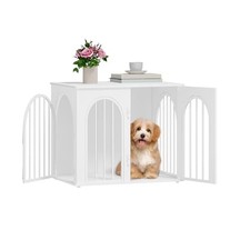 NEW Wooden Dog Crate Furniture White Indoor Kennel Small Pet End Side Table 68cm