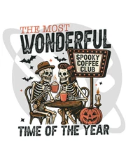 Sublimation Spooky Coffee Club Halloween Tshirt Ready To Press Heat Transfer