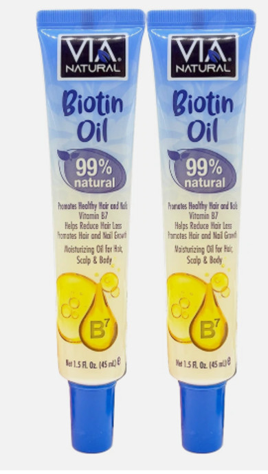 VIA NATURAL Hair, Scalp, Skin & Body 99% Natural Biotin Oil 1.5oz