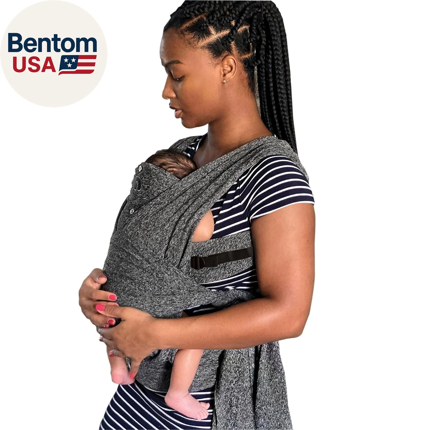 Comfyfit Adjustable Baby Carrier, 8-35Lbs, Heathered Gray, Hybrid Carrier, Newbo