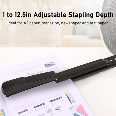Long Arm Stapler Black 20 Sheets Capacity High Strength Metal Stable Office SET