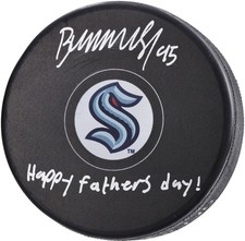 Andre Burakovsky Seattle Kraken Signed Hockey Puck w/Happy Father's Day! Insc
