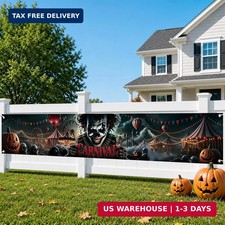 Halloween Carnival Banner, 118 x 19.7 Inch Dark Clown Circus Decor Large Outdo