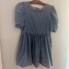 Forever 21 Denim Mini Puff Sleeve A Line Dress Size Medium