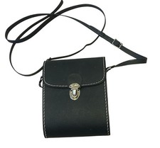 Vintage Leather Camera/binoculars Hard Case Strap Black Red Interior Taiwan