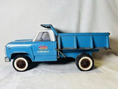 Vintage Tonka Hydraulic Blue Dump Truck Pressed Steel Toy Vehicle- Works