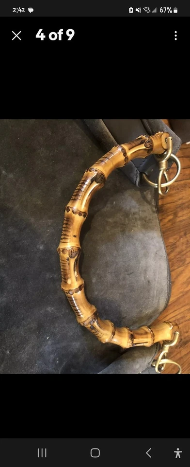 Authentic GUCCI Vintage Gray Suede Leather Bamboo Satchel Tote Bag-RARE-$2000 - Image 4 of 4