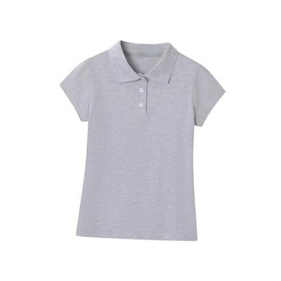 Cotton Girls Polo Shirt Slim Fit for School Uniform Kids Youth 7-8 Years Gray