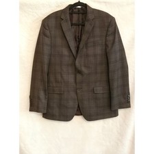 Ralph Lauren Mens 42R Brown Plaid 100 Wool Blazer Sport Coat Made in Canada