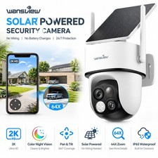Wireless Solar Security Camera Outdoor WiFi 2K Dual Lens 360 PTZ PIR Detection
