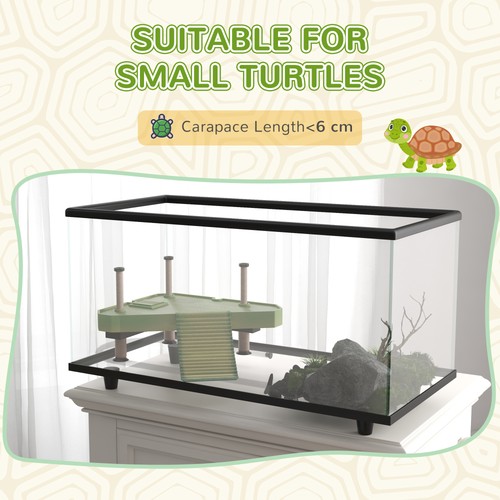 PawHut Serbatoio Tartarughe 50L Acquario Tartarughe in Vetro con Drenaggio Facile, 60 x 30 x 32 cm - Foto 5 di 11