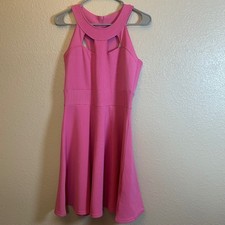 POOF Bubblegum Pink Cutout Halter Fit Flare Skater Dress Women's Size Medium