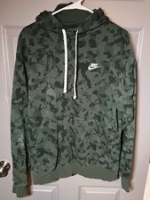 Nike Sportswear Club Fleece Hoodie Green Camo Sz M Excellent Used Condition
