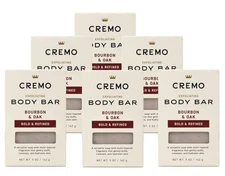 Cremo Exfoliating Body Bar Men Bourbon and Oak 5 oz 6 Pack