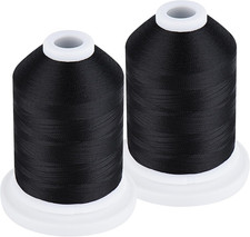 60WT Filament Polyester Embroidery Bobbin Thread for Quilting 1500M Black - 2 Pa