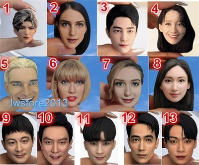 1/6 1/12 1/18 Color Print Girl Man Head For 12'' 6'' 3.75'' Female Male Figure Body
