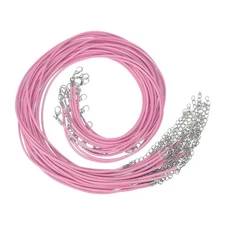 20 Pcs 16"x0.08" Necklace Cord Waxed Leather Necklace String Rope Light Pink