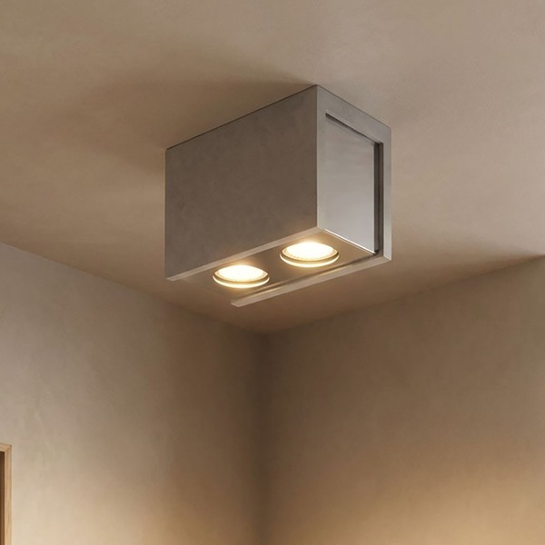 Deckenleuchte Deckenlampe Wohnzimmerlampe Grau Beton 2 Flammig Flurlampe L 18 Cm-image