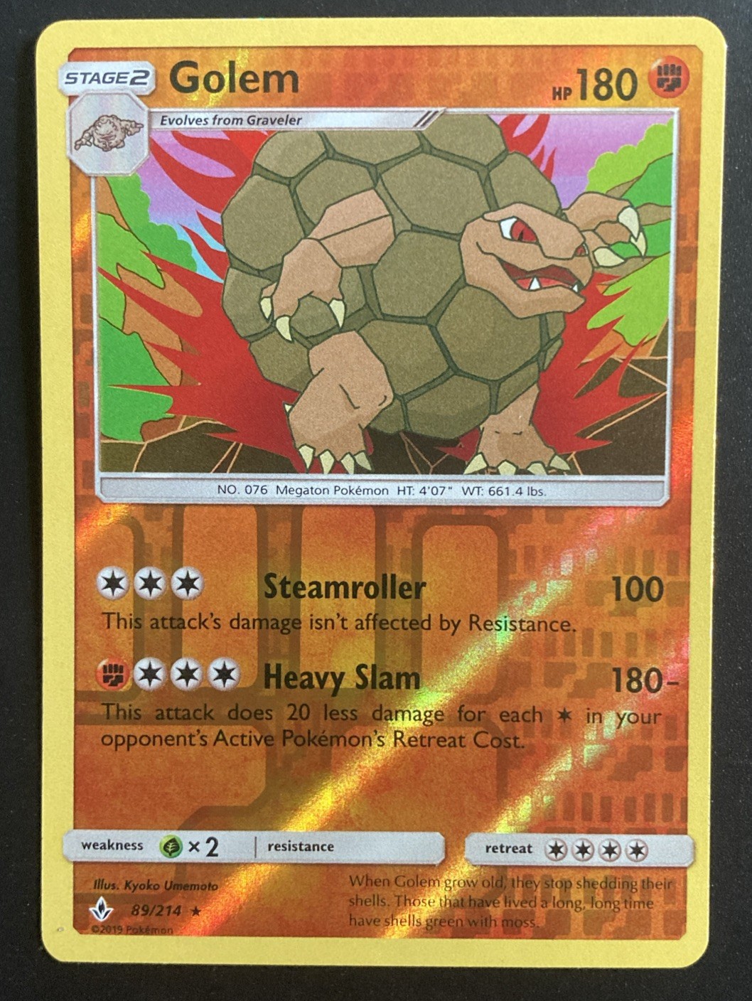 Reverse Holo Golem 89/214 Reverse Holo Rare Unbroken Bonds Pokemon TCG NM