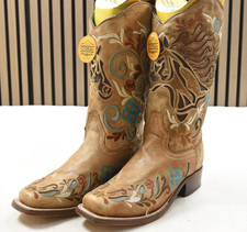 Ladies Corral Sand Horse Inlay Multicolor Embroidery Size 8 Western Boots A4266